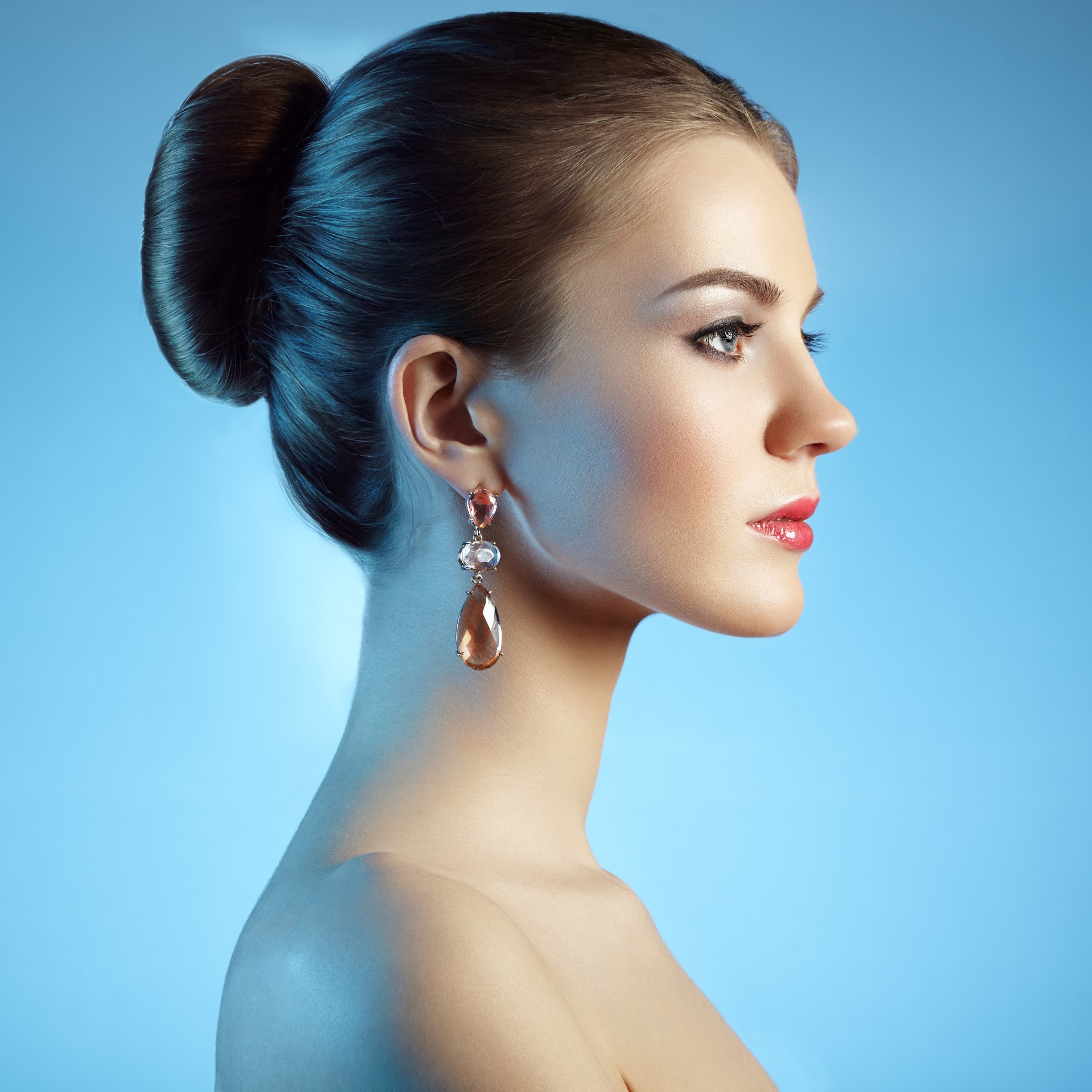 Portrait Of Beautiful Sensual Woman With Elegant Hairstyle